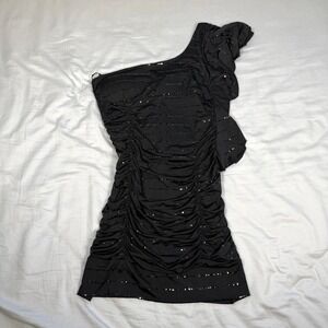 y2k Taboo black sparkly one shoulder mini dress